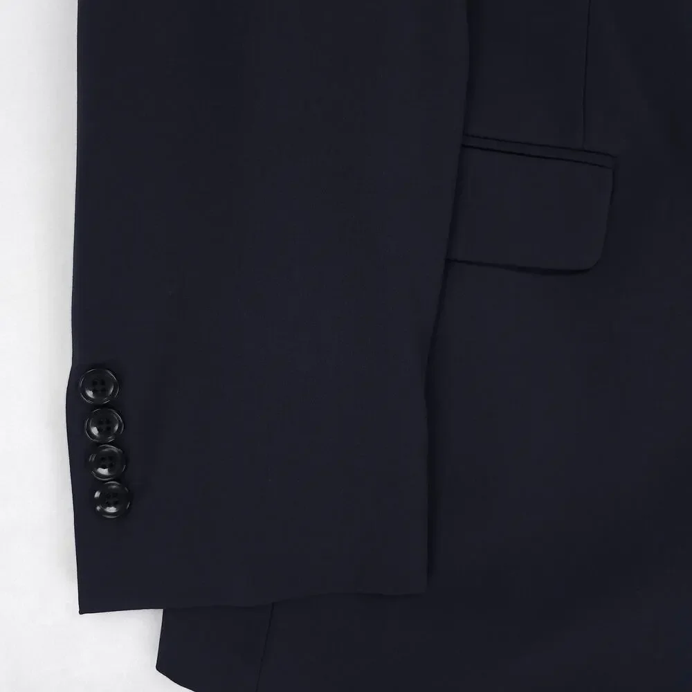 Calvin Klein Mens Skinny Fit 2 Piece Suit 46R 34x32 Navy Blue Solid Stretch Wool